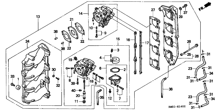 Honda vlotterkamerset (NR. 6) 16023-ZW1-000