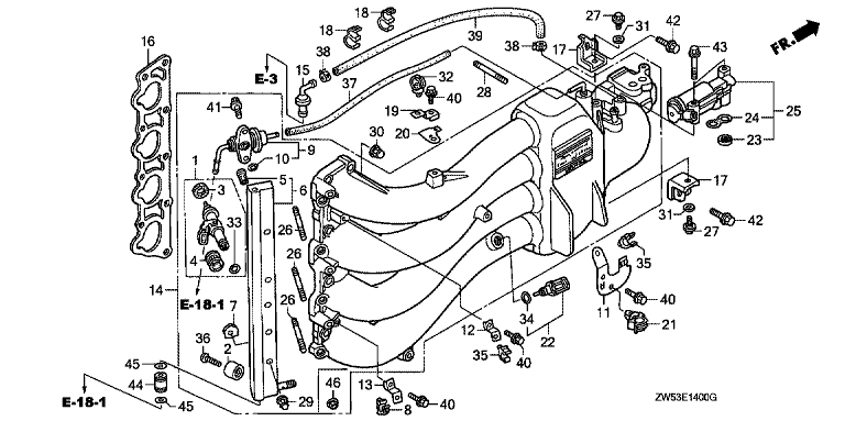 Honda pakking, inlaatspruitstuk (NR. 16) 17151-ZW5-000